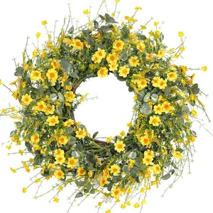 12" Small Eucalyptus Wreath for Front Door, Spring & Summer Wreath Green Wreath for Farmhouse Festival Celebration Party Home Porch Décor