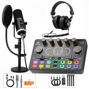 Squarock RS2i2 Complete Set Podcast Equipment Bundle, Dynamic XLR/USB Gaming Microphone & Streaming Audio Mixer with RGB Lights, Perfect for Podcast, Recording, Video Vocal, PC