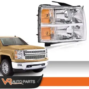 Right Side Headlight Replacement Assembly, Chrome Finish, Direct Bolt-On Fit for 2007-13 Chevy Silverado 1500, 2500, 3500 with Amber Accents