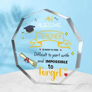 Nonagon Acrylic Plaque, 1 Count Graduation Season Thank You Gift for Teacher, Desktop Decoration Commemorative Plaque, Gift for Teacher
