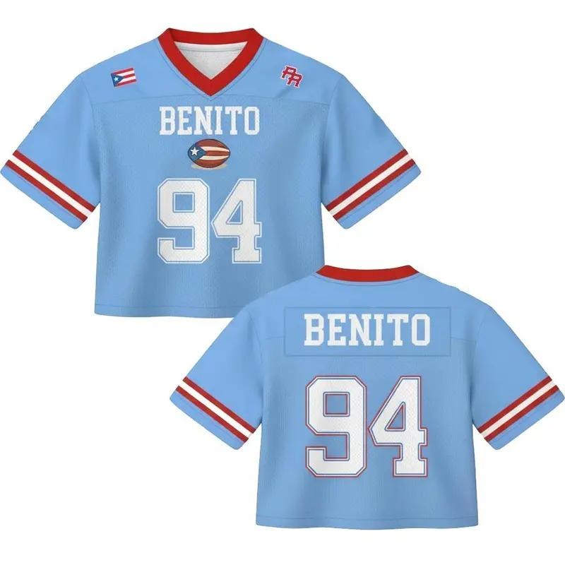 Ben Apparel Benito-Inspired SUPA POWL Football Cropped Jersey – Trendy Mesh Crop Top, Game Day Fan Outfit for Women