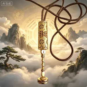 Luxury 18K Gold Plated Hollow Four-Leaf Clover Prayer Tube Charm Adjustable Braided Cord Necklace