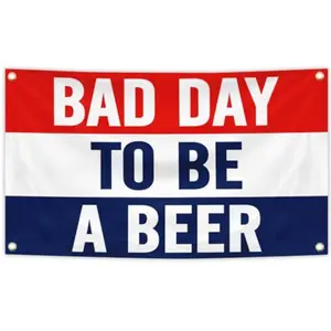 2D Flat Banner 1pc Bad Day to Be a Beer Flag 3x5 Feet Hanging Durable Decorative Tapestry, Ideal for Dorm Rooms, Man Cave, Brother Wall, Indoor Outdoor Decor, Home Decor Supplies