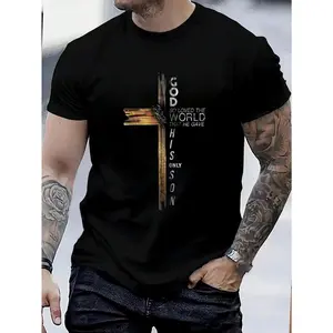 Cotton Son Of God Jesus Christ Cross Christian 9 John 3 16 T-Shirt Women's Men's Graphic Tee Causal Tops Fashion