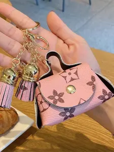 Cute Keychain Mini Leather Coin Purse, Earphone Bag Holder, Old Man Hanging Decoration, Key Card Case, Women's Key Pouch