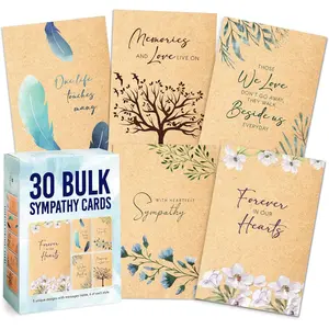 30 Sympathy Cards Assortment Box with Envelopes  4x6" Kraft Style Bulk Condolence Cards  Assorted Sympathy Cards With Heartfelt Messages Inside for Funeral