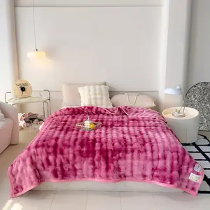 Soft Plush Blanket with 3D Bubble Design, Soft Cozy Blanket, Super Warm Thick Polyester Throw for Sofa Chair Couch, All Year Home Decor, Rose, Modern Style, Winter Blanket