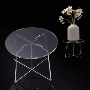 Transparent Acrylic Indoor Mini Plant Stand, Small Pot Holder, Round Plant Stand for Flower Pots, Desktop Display Rack, Office Desk Decoration, Modern Decor