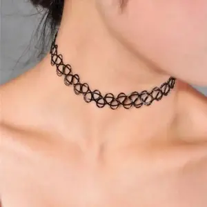 Gothic Tattoo Choker Necklace Elastic Fishnet Braided Multicolor Vintage Gift