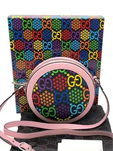 Pre-owned GUCCI GG Leather Crossbody Bags Gucci Multi Color Crossbody Bag Pink Trim Includes Box and Dustbag