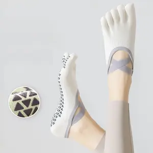 2026 Spring/Summer Five-Toe Grip Yoga  |   Non-Slip Pilates & Fitness  for Indoor Training compression calf enhance solid invisible breathable comfy athletic socks Big Size Women's Sheer Tie Front Crop Top Set