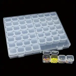 56/28 Nail Accessories Storage Box Detachable 56 Grid Plastic Transparent PP Box Jewelry Small Parts Sorting Desktop Storage Box Multi Grids Organizer