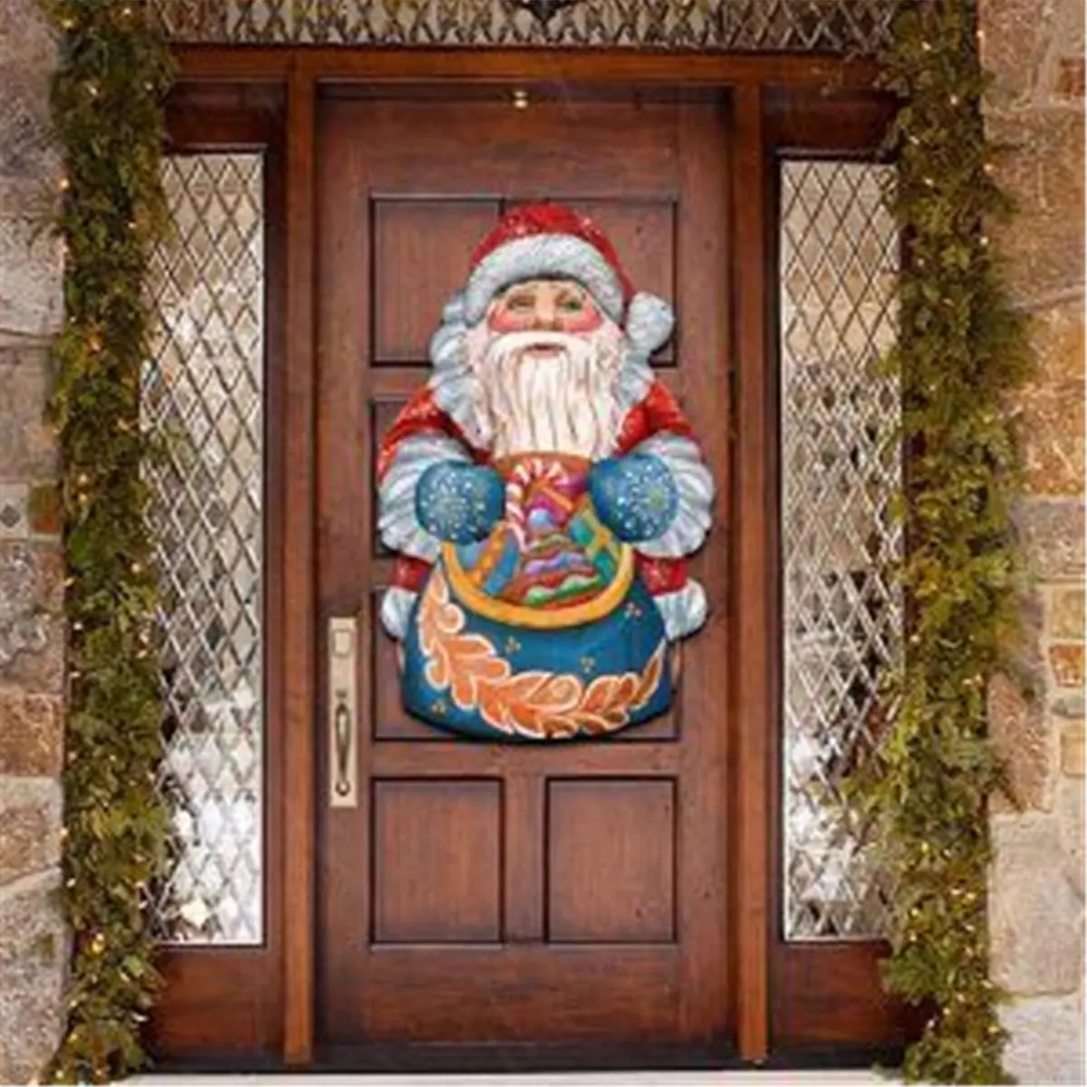 212 MAIN G.DeBrekht Birdie Santa Christmas Door Hanger - Artistic Weatherproof Lightweight Home Decoration, Hand-Painted Painting, Wall Hanging Collectibles Gift, Water Proof