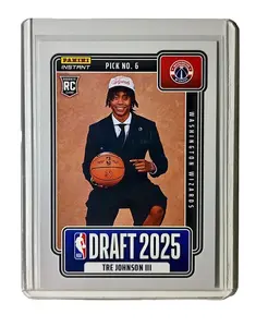 Tre Johnson III Rookie 2025-26 Panini NBA #6 Draft Night Card Washington Wizards