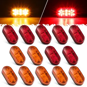 Partsam 14Pcs 4 Inch Rectangle LED Trailer RV Marker Clearance Lights, 18 LED Side Marker Lights for Tractor Truck Camper Motorhome, IP67 Waterproof, Surface Mount (7Amber+7Red)