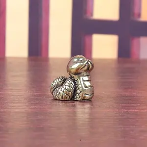 Pure Brass Twelve Zodiac Cartoon Snake Ornament, Handcrafted Decorative Figurine, Unique Home Decoration Accessory, Perfect Gift Idea