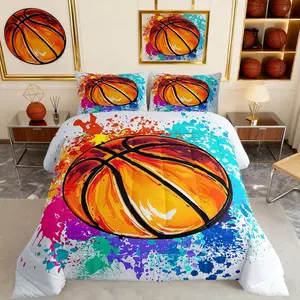 Feelyou Basketball Comforter Set - Colorful Tie-Dye Microfiber Comfy Breathable Decorative Bedding Set with U-Stitch, Multi-Size Sports Quilt for Bedroom, Travel-Ready Linens, Comfy Bedding Set