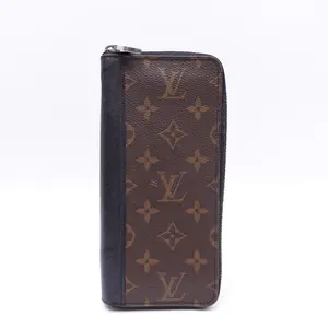 Pre-owned Louis Vuitton Coated Canvas Small Leather Goods Zippy Vertical Monogram Brown Wallet T10413406