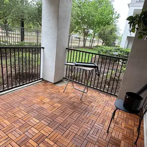 PrimeZone Hardwood Deck Tiles - Acacia Wood, 12"x12"x1", 3x Pine Durable Interlocking, 1-hour DIY Setup 1hr DIY Transform, for Balcony Patio, Indoor Outdoor Flooring, 9/27pcs