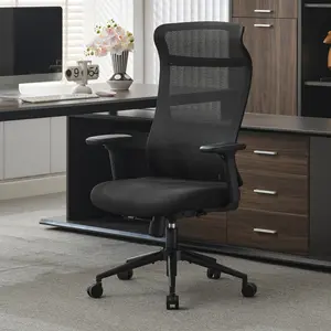 Qulomvs Mesh Ergonomic Executive Task Chair, Home Office Desk Chair with Adjustable Headrest, Height Adjustability, 360-Swivel Wheels