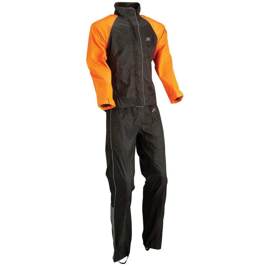 Z1R Women's 2-Piece Rainsuit - Black/Orange