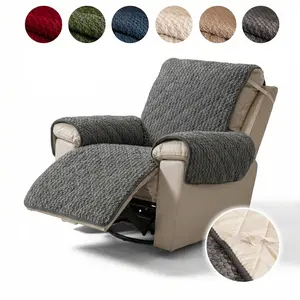 Recliner Chair Cover for Pets, Soft Plush Recliner Sofa Cover with Non Slip Backing & Elastic Strap, Washable Furniture Protector for Living Room, 1 Seat Recliner Slipcover, Fuzzy Club Chair