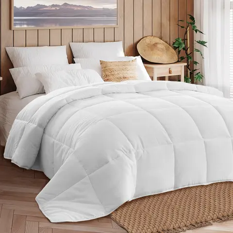 Sweetcrispy 5lb Ultra-Soft Hypoallergenic Polyester All-Season Duvet Insert - Quilted Box-Stitched Breathable Cooling Bedding, Corner Tabs, Machine-Washable Down Alternative Bed Cover