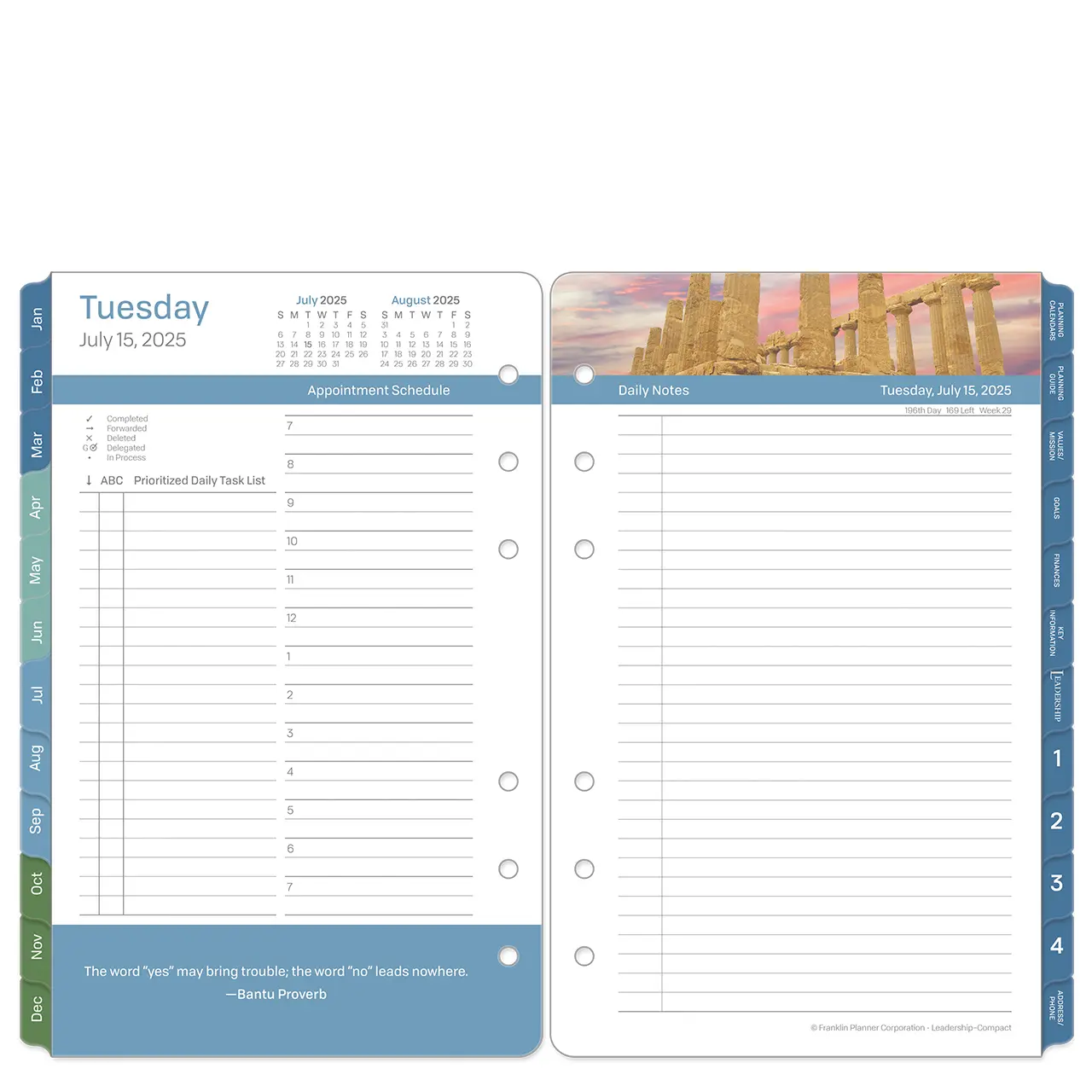 Franklin Planner Leadership Two Page Per Day Ring-bound Planner Jan 2026 - Dec 2026