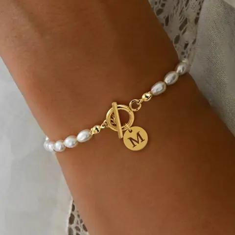 Women's Fashion OT Buckle Bracelet, Pearl Beaded Bracelet, Round Hollow Out Letter Design, Artificial Pearl Beads, Casual Style, All Seasons Wear, Bracelet Jewelry, Pretty Bracelet, Beautiful Bracelets, Faux Pearl Jewelry