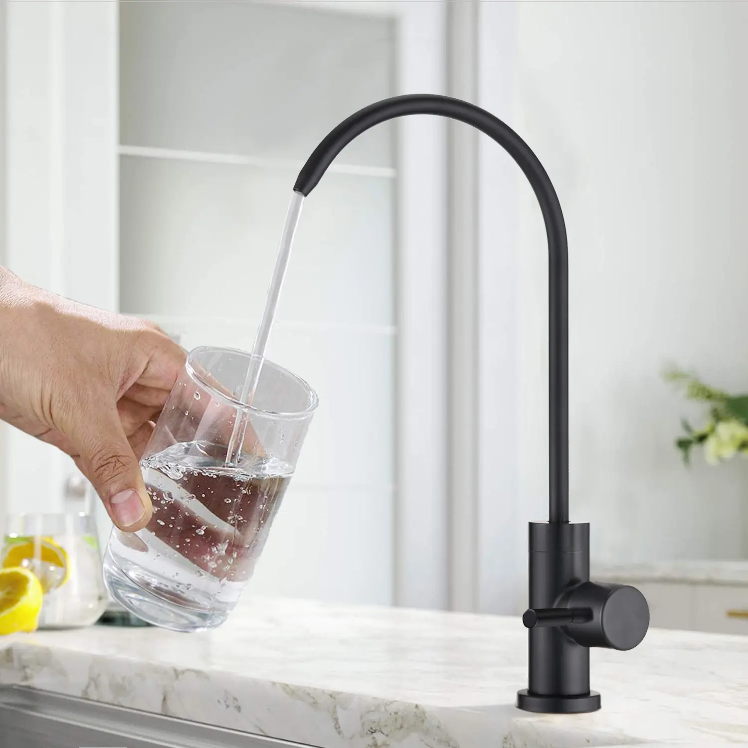 Stainless Steel Drinking Water Faucet, Single Handle Kitchen Sink Faucet, 360° Swivel High Arc Spout, Single Stream Water Outlet, Ceramic Disc Cartridge, 1.5 GPM, Premium Metal Construction