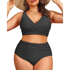 Tempt Me Plus Size Two Piece Bikini - Women High Waisted Swimsuits Bathing Suit Swimwear
