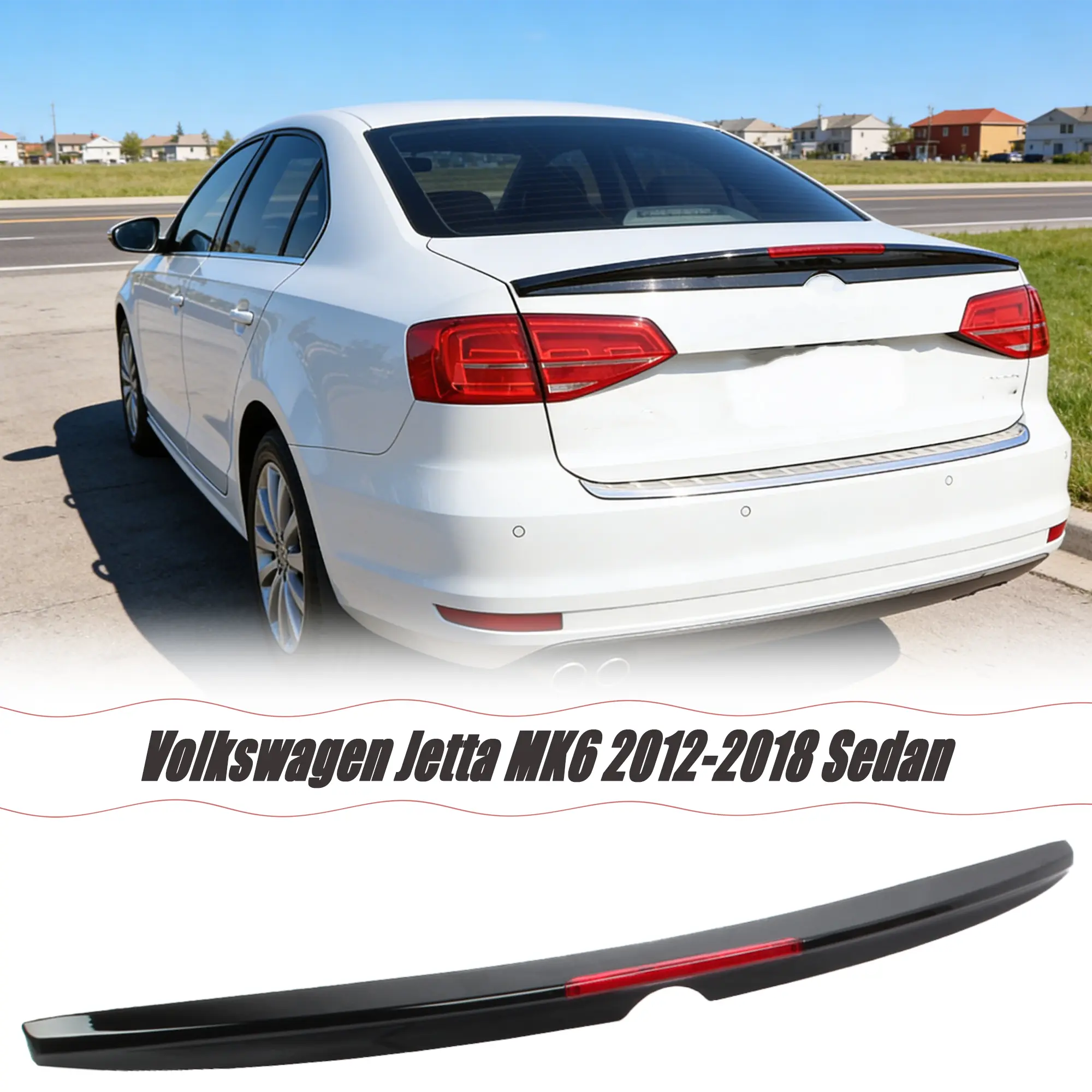 MUTUSAISI Rear Trunk Lip Spoiler Wing Red Reflector Fit for VW Jetta MK6 2012-2018 Sedan Accessories