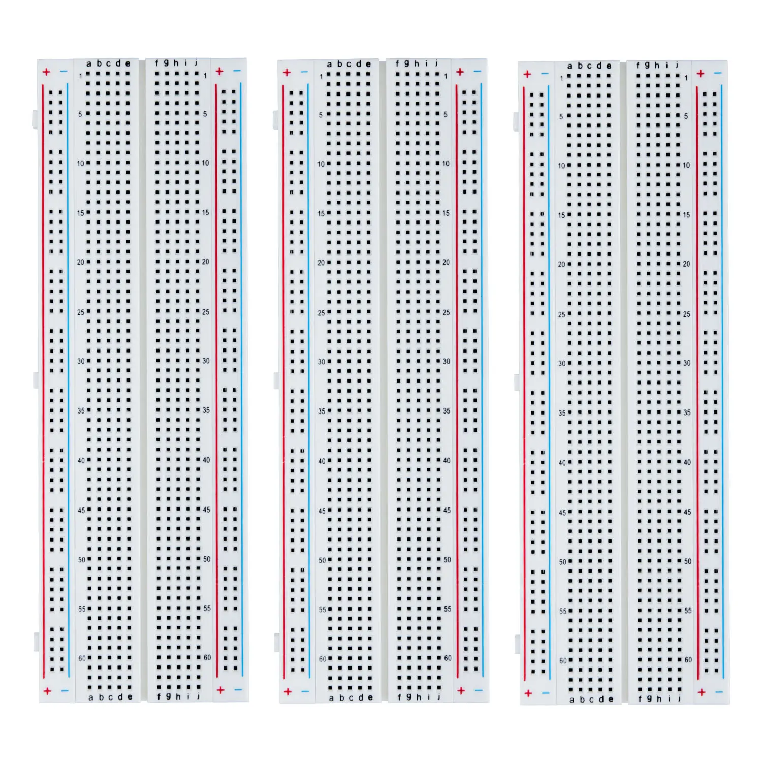 ELEGOO 3pcs 830-Point Solderless Breadboard Kit, 4 Power Rails, PP Plastic Prototype PCB Board for Arduino Proto Shield Distribution Connecting Blocks