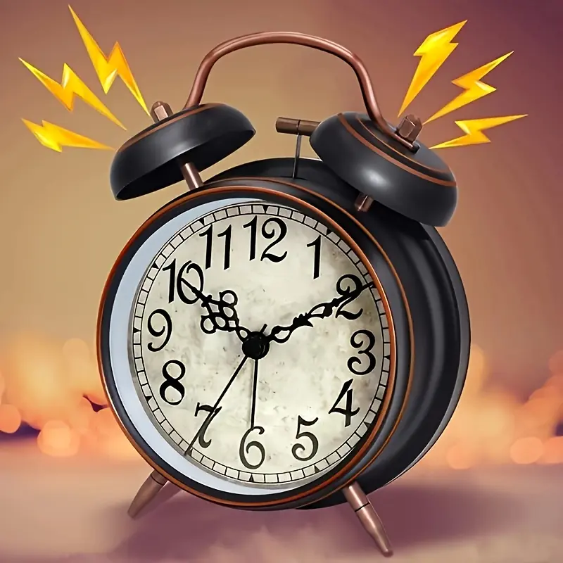 Loud Alarm for Deep Sleepers 4'' Retro Twin Bell Alarm Clock with Backlight for Bedroom and Home Decoration