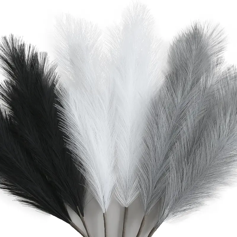 6-Pcs 35.43-inch Faux Black Pampas Grass Tall Fluffy Artificial Flowers, for Black Bathroom Decor Boho Decor for Floor Vase Filler Farmhouse Home Wedding Decorations Artificial Faux Plants, Plastic Faux Floral (Black)