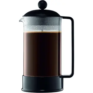 34 oz Brazil French Press Coffee Maker, High-Heat Borosilicate Glass, Black-Made in Portugal