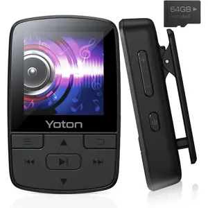 MP3 Player with Bluetooth 5.2, 64GB, HiFi-Music, with Sports Clip and Independent Volume Button, FM Radio, Earphones Included