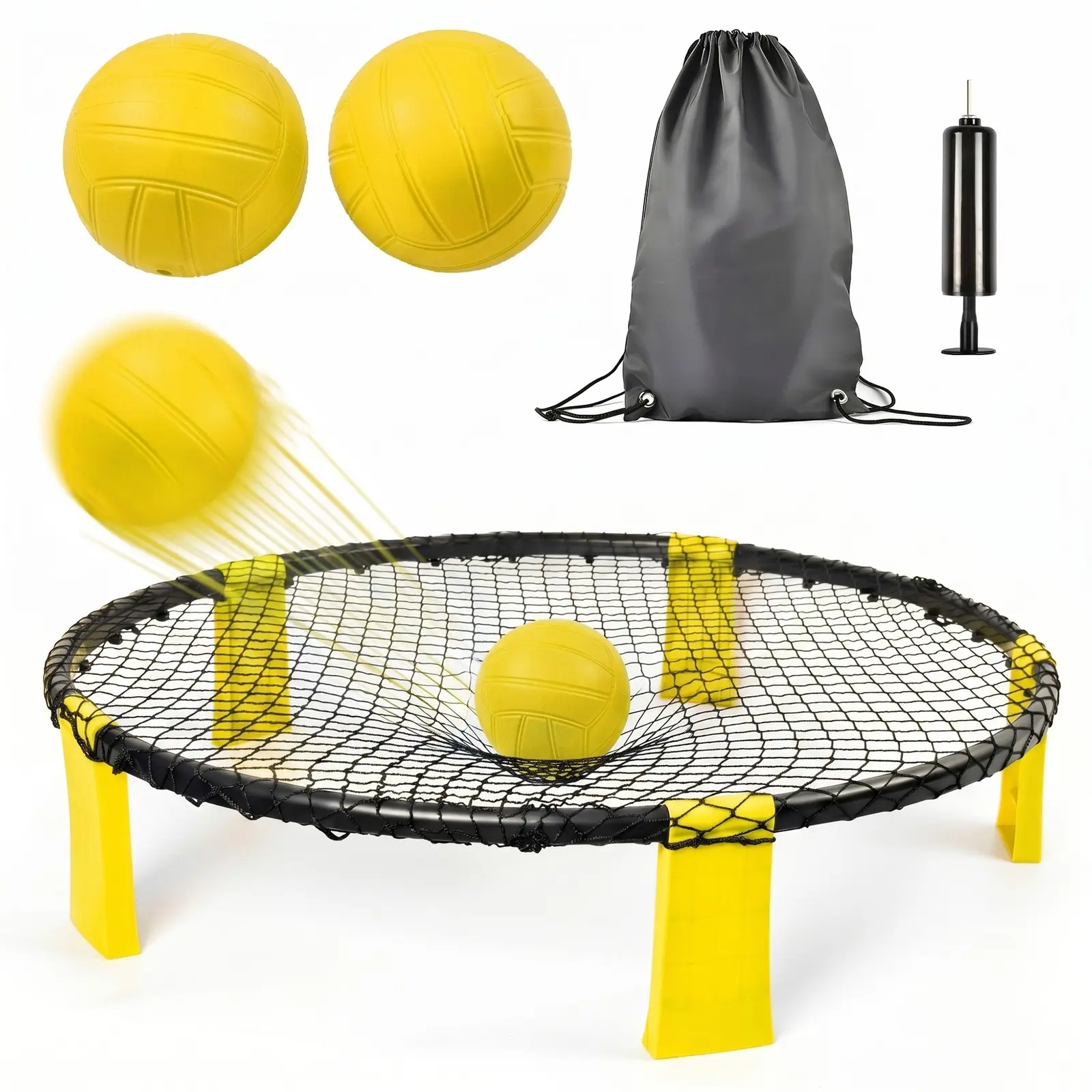 Roundnet Game Set with 2 Balls, Net & Carry Bag for Outdoor Play