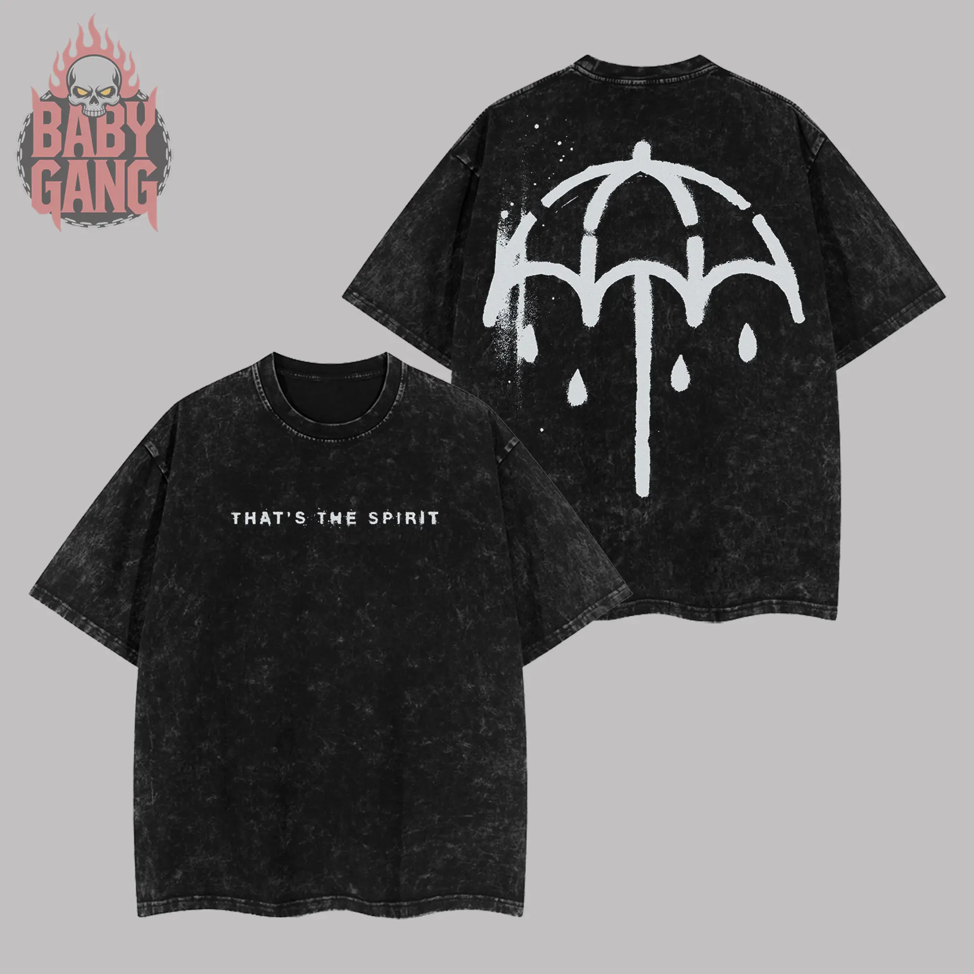 [Baby Gang] Bring Me The Horizon - That's the Spirit V4 Heavy Metal Washed Tee Bring Me The Horizon Tour 2026 Alternative Rock Unisex Oversize Rock Band Cotton Gift For Rock Music Lovers Vintage 90s Graphic T-Shirt Graphic Streetwear