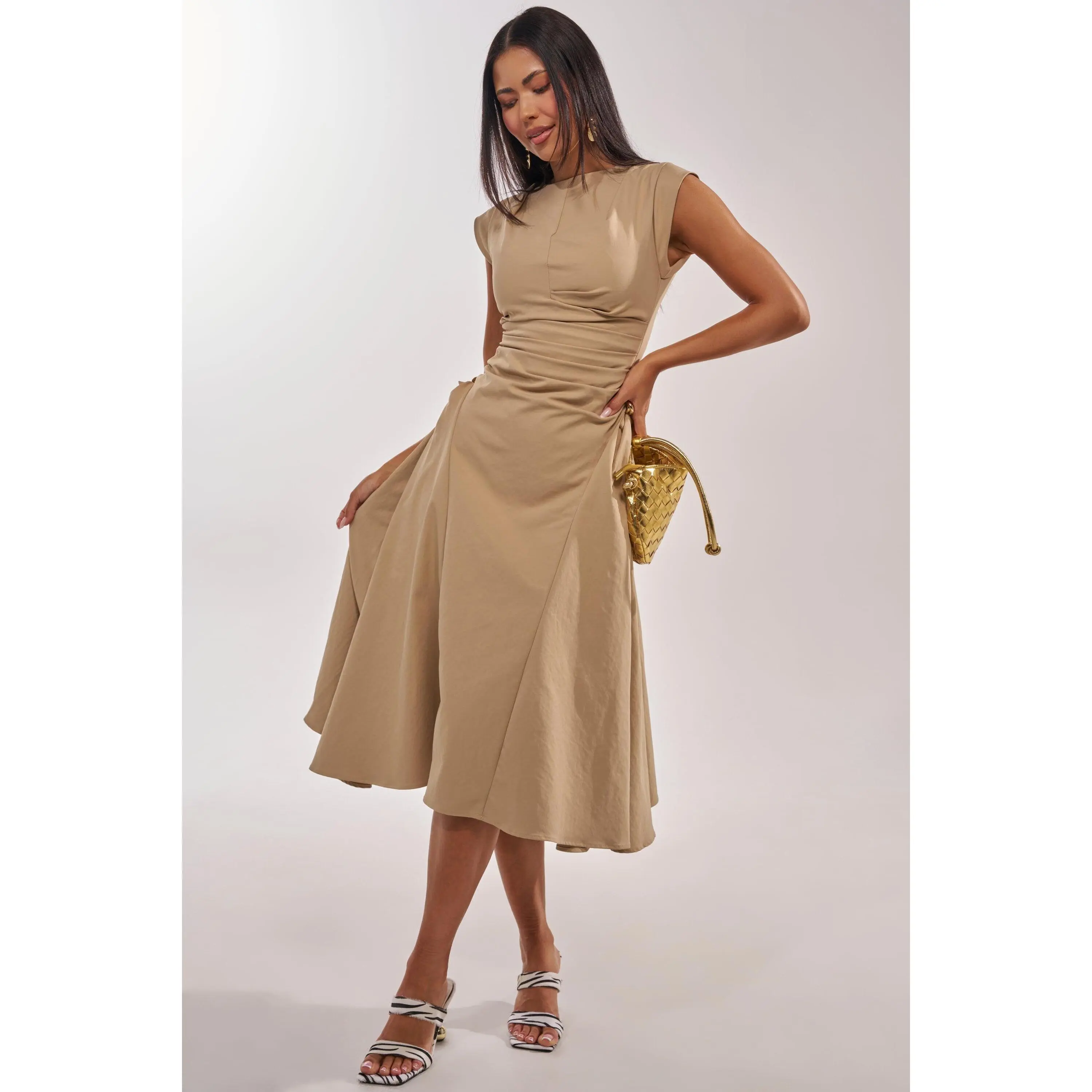 IT'S MY TIME MIDI DRESS IN KHAKI
