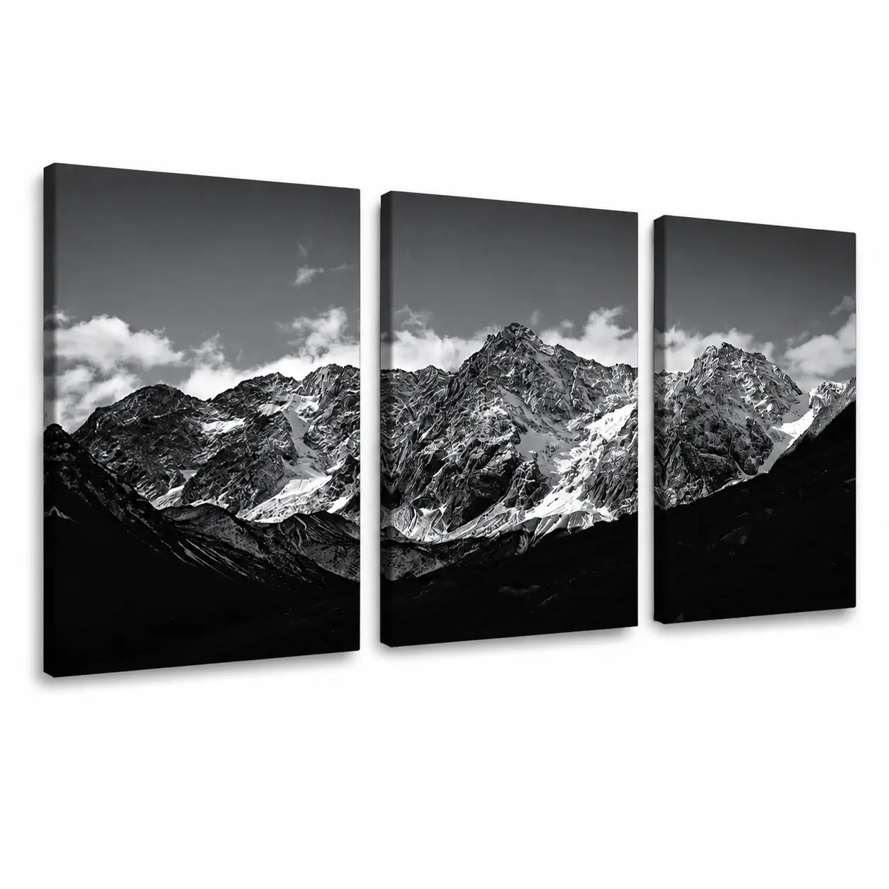 3-Piece Black and White Mountain Canvas Wall Art Set, Modern Mountain Landscape Prints, Framed Nature Wall Decor for Living Room Bedroom Office Home Decor,printed posters,abstract decoration,Canvas Decor,ideal christmas gift,wood frame