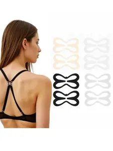 Bra Strap Holder Clips Racerback, 8Pcs Bra Clips To Make Racerback, Anti-Bra Strap Holders Slipping, Adjustable Bra Strap Clips Racerback (Black, Beige,White,Clear)