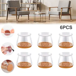 6 Pcs Chair Leg Floor Protectors for Hardwood Floors Silicone Covers Felt Pads Furniture Leg Caps Anti-Scratch Reduce Noise Fit (7/8" to 1")