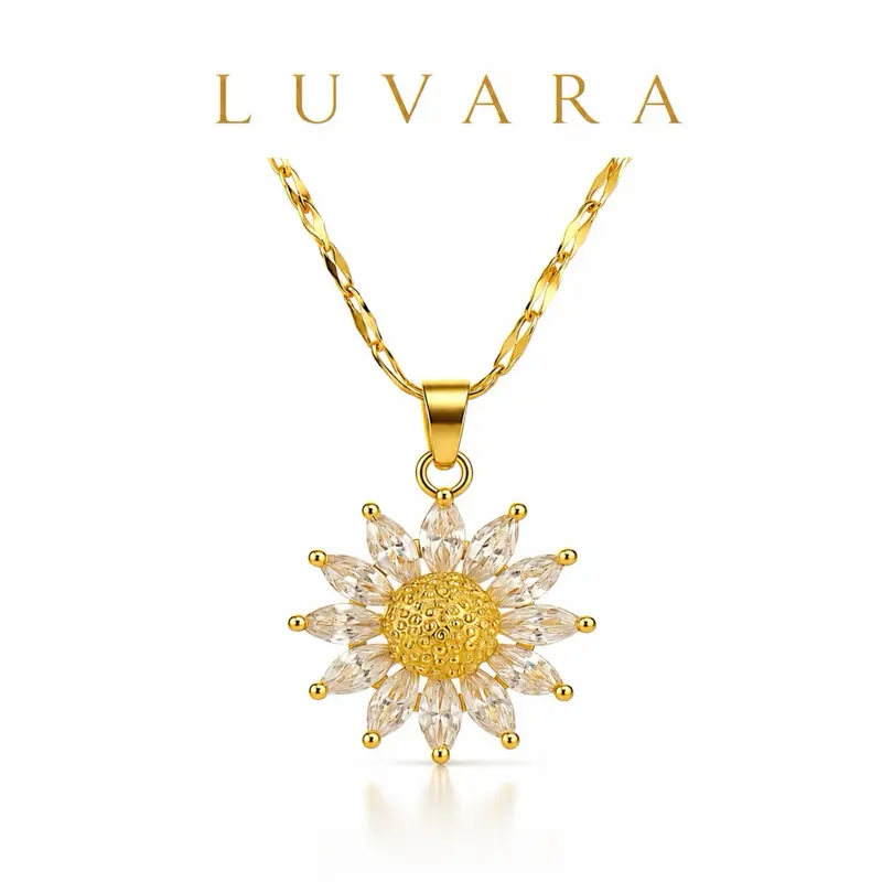 LUVARA Flower Necklace 18K Gold Plated Stainless Steel
