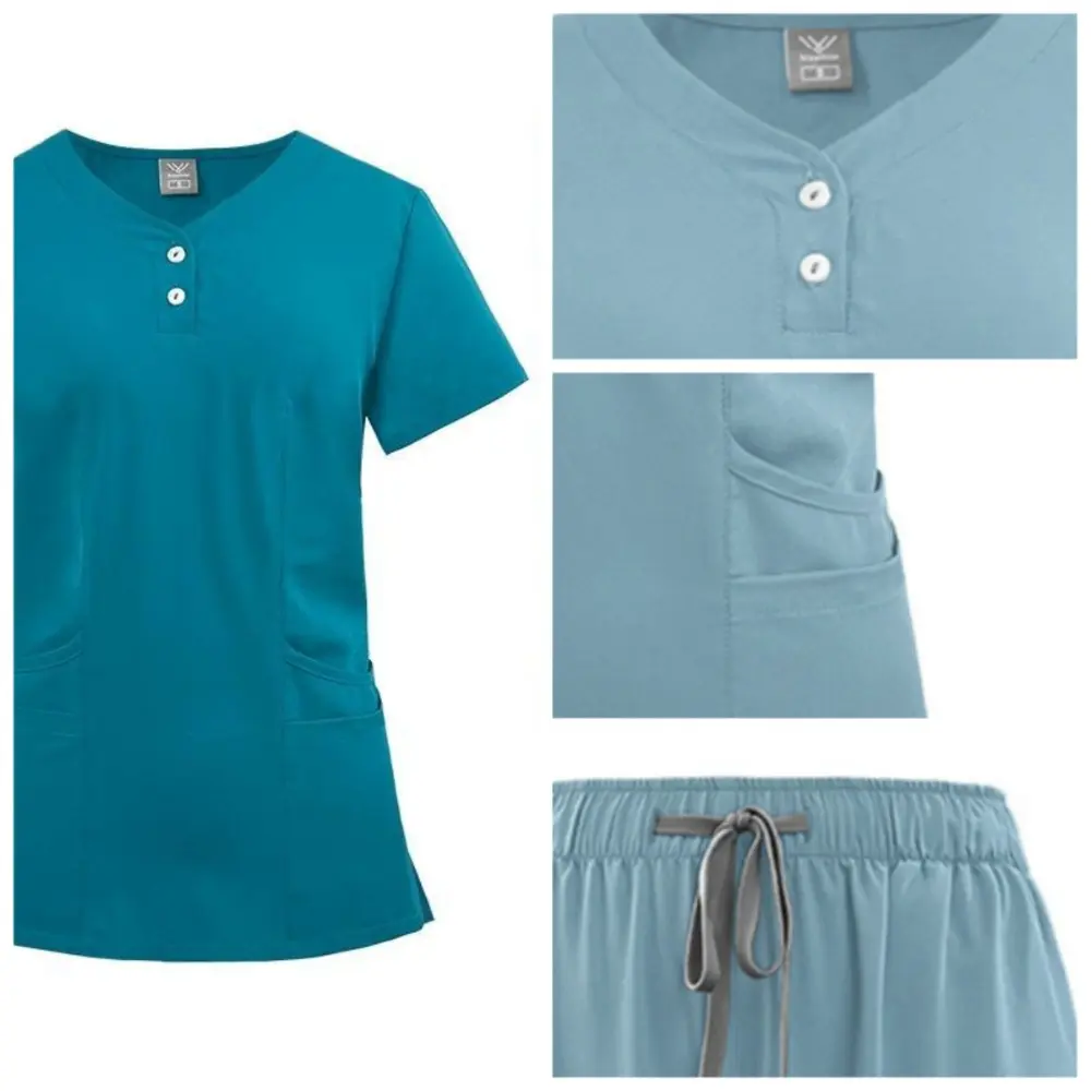 Spa Scrubs Top and Pants Women's and Men's 2-Piece Soft Scrubs Set - Ideal for Women in Pet Stores & Beauty SPA