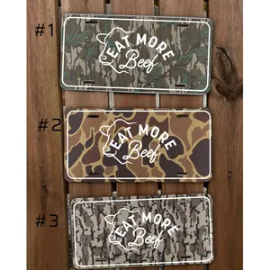 [ CAMO NATION ] "Eat More Beef" Camouflage License Plate - Rugged Hunting & Farm Style Design - Aluminum Vanity Tag for Car or Truck - Unique Outdoor Decor Gift for Farmers & Hunters