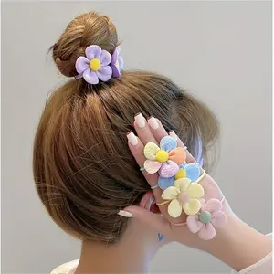 6pcs New Cute Sweet Flower Bow Women Elastic Hair Bands Hair Ties Princess Hair Accessories Headwear
