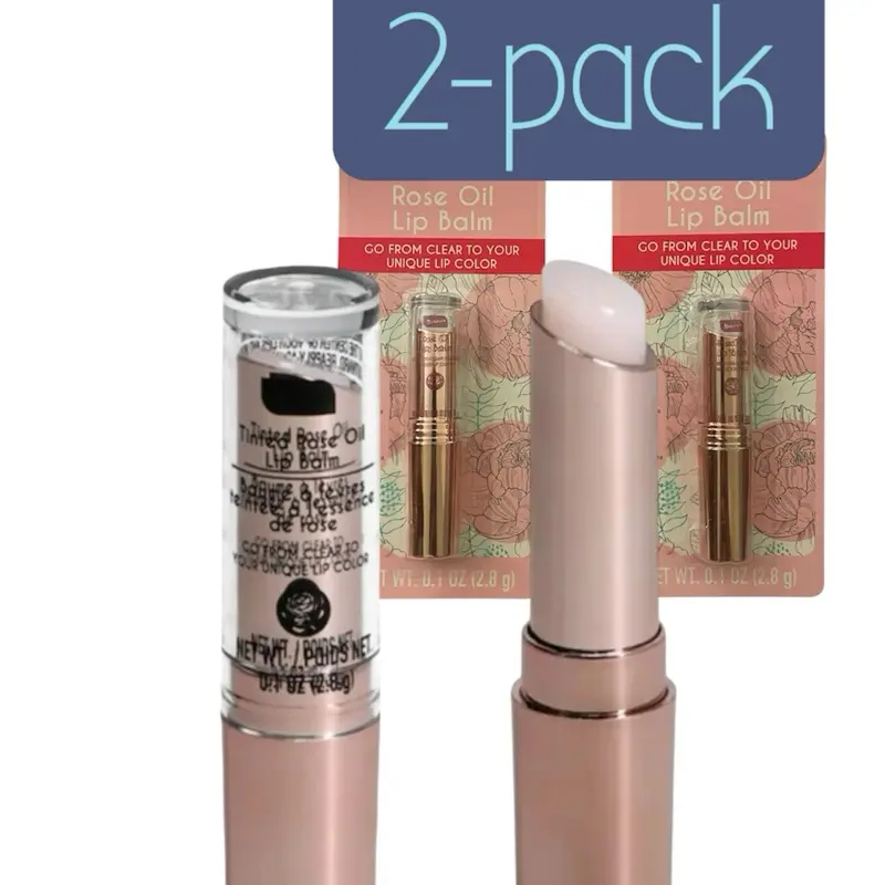 b.Pure Tinted Rose Oil Lip Balm in Clear PH Adapting Custom Tint Hydrating Rose Oil Nourishing Lip Care 2 Pack