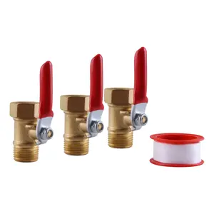 Ball Valve, 3 Pcs 1/4" Heavy Duty Brass Ball Valve Shut Off Switch, Male x Female NPT Thread Pipe Fitting Air Compressor Shut Off Valve(1/8",3/8")