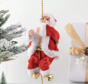【2026 Upgraded】Electric Climbing Santa on Rope | Light-Up Musical Santa Ornament | AAA Battery Powered Xmas Decoration & Gift Idea